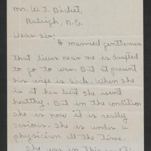 Letter from Ruth Jones to Thomas W. Bickett, September 11, 1917, page 1