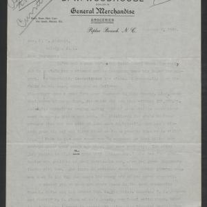 Letter from Daniel W. Woodhouse to Thomas W. Bickett, October 4, 1917, page 1