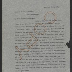 Letter from Thomas W. Bickett to Enoch H. Crowder, October 30, 1917