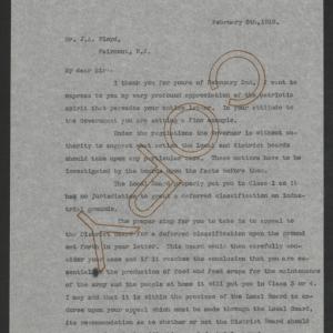 Letter from Unknown Author to Jurney A. Floyd, February 5, 1918
