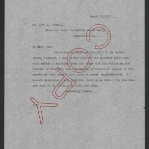 Letter from Thomas W. Bickett to George S. Powell, March 21, 1918