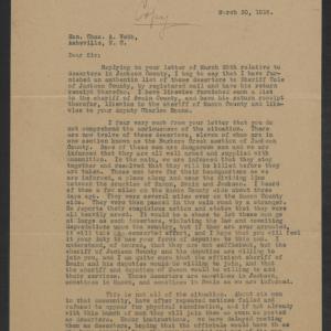 Letter from Coleman C. Cowan to Charles A. Webb, March 30, 1918, page 1