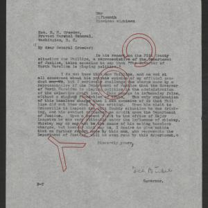 Letter from Thomas W. Bickett to Enoch H. Crowder, May 15, 1918