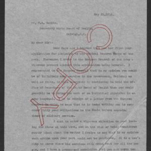 Letter from Thomas W. Bickett to Watson S. Rankin, May 21, 1918, page 1