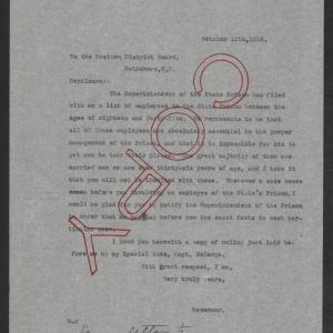 Letter from Thomas W. Bickett to the Eastern District Exemption Board, October 12, 1918