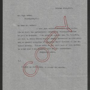 Letter from Thomas W. Bickett to Hugh MacRae, October 23, 1918