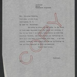 Letter from Thomas W. Bickett to Josephus Daniels, December 3, 1918