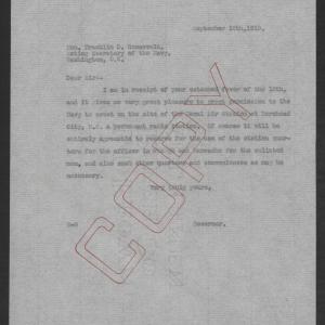 Letter from Thomas W. Bickett to Franklin D. Roosevelt, September 16, 1919