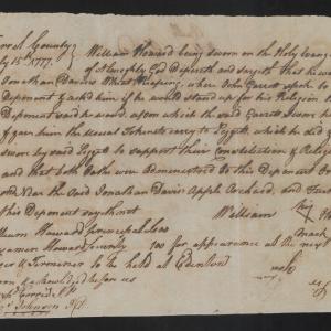 Deposition of William Howard, dated 15 July 1777