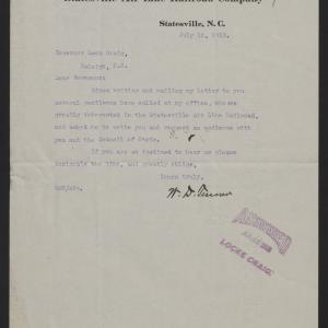 Letter from Turner to Craig, July 12, 1913