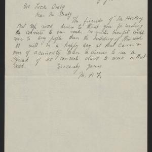 Letter from Fletcher to Craig, July 15, 1913