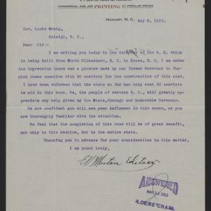 Letter from Morton to Craig, May 8, 1913