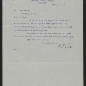 Letter from Lee to Craig, June 11, 1915