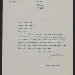 Letter from Kerr to Craig, June 11, 1915