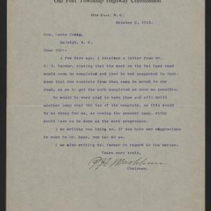 Letter from Mashburn to Craig, 2 October 1915