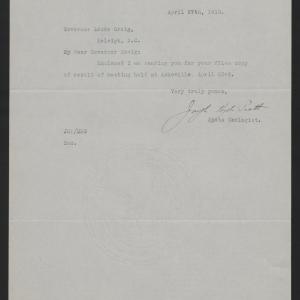 Letter from Pratt to Craig, April 27, 1916