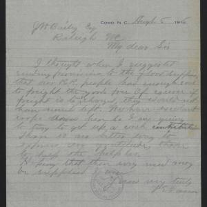 Letter from Vann to Bailey, August 5, 1916