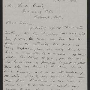Letter from Wilson to Craig, October 4, 1913