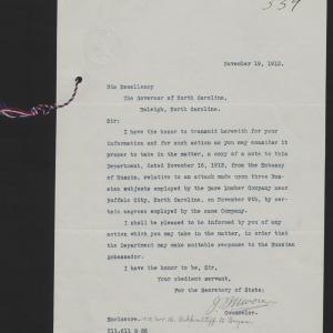 Letter form Moore to Craig, November 19, 1913