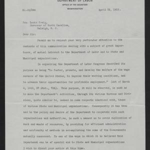 Letter from Wilson to Craig, April 26, 1915, page 1