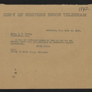 Telegram from Craig to Stacy, July 10, 1916