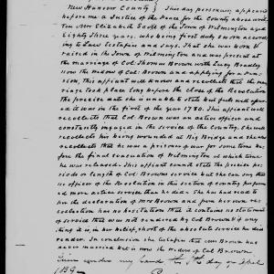Affidavit of Elizabeth Scott in support of a Pension Claim for Lucy Brown, 6 April 1839, page 1