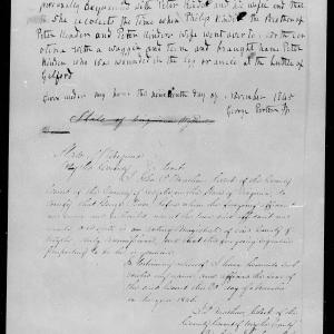 Affidavit of Elizabeth Kinder in support of a Pension Claim for Peter and Margaret Kinder, 19 November 1845, page 1