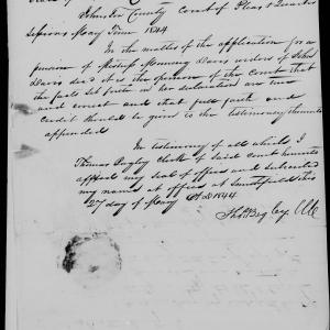 Certificate of the Johnston Court Court for Mourning Davis' Pension Claim, 27 May 1844