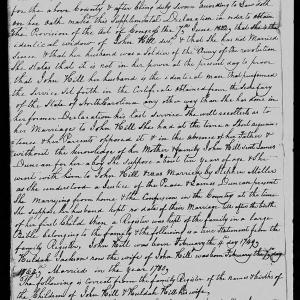 Affidavit of Huldah Hill in support of her Pension Claim, 22 February 1839, page 1