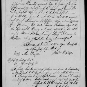 Proof of Death for Thomas Robison, 29 July 1834