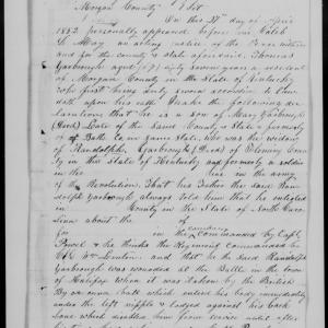 Affidavit of Thomas Yarborough in support of a Pension Claim for Mary Yarborough, 27 April 1852, page 1