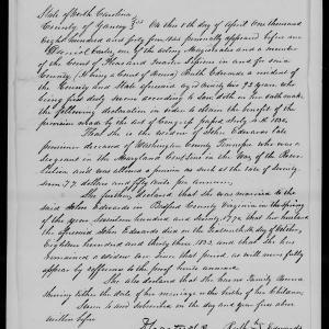 Application for a Widow's Pension from Ruth Edwards, 8 April 1833, page 1