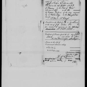 Docket for Widow's Pension from the U.S. Pension Office for Ruth Edwards, 9 December 1844