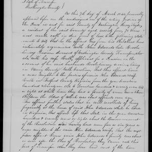 Affidavit of Henry Taylor in support of a Pension Claim for Ruth Edwards, 7 March 1844, page 1