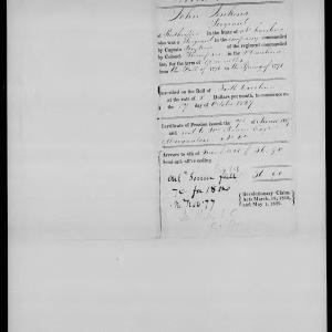 Docket for Pension from the U.S. Pension Office for John Jenkins, 7 November 1827