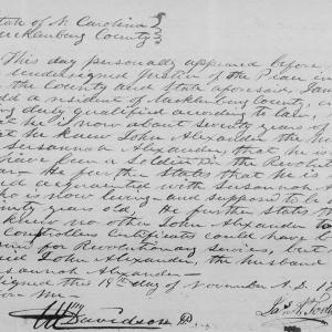 Affidavit of James A. Todd in support of a Pension Claim for Susana Alexander, 19 November 1851, page 1