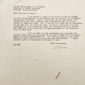 Letter from Jones to Bickett, February 21, 1918