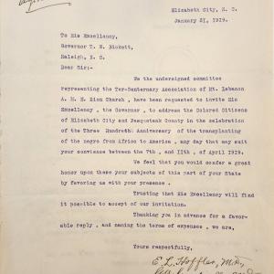 Letter from Hoffler, Cardwell, and Smith to Bickett, January 31, 1919