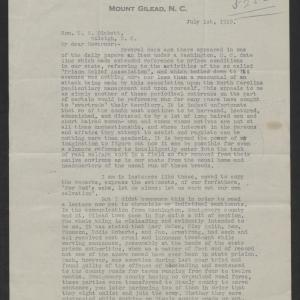 Letter from Steed to Bickett, July 1, 1919, page 1