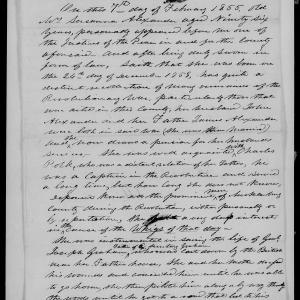 Affidavit of Susana Alexander in support of a Pension Claim for Charles Polk, 7 February 1855, page 1