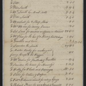 Account of Payments from William Tryon, April 25 1771, page 1.