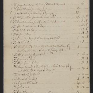 Payments from Joseph Leech in Preparation for the March of the Militia Against the Regulators, 19 February 1771, page 1.