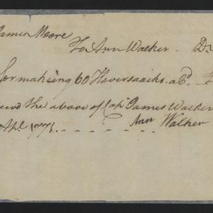 Receipt from Ann Walker to James Moore for Haversacks, 21 April 1771, page 1